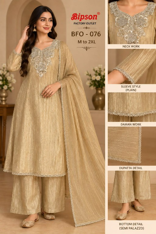 BIPSON D.NO 76 WHOLESALE READYMADE SALSA BEAUTIFUL HAND WORK 3 PCS COMBO SET SUITS FOR EXPORT