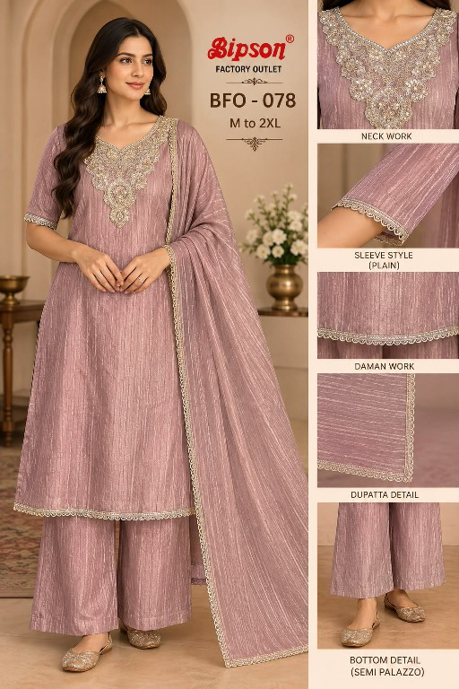 BIPSON D.NO 78 WHOLESALE READYMADE SALSA WITH HAND WORK GORGEOUS 3 PCS COMBO SET SUITS FOR EXPORT