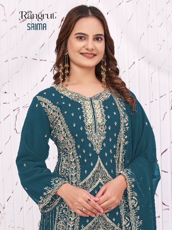 RANGRUT SAIMA WHOLESALE READYMADE BLOOMING GEORGETTE BIG SIZE HEAVY EMBROIDERY PLAZZO STYLE 3 PCS SUITS EXPORTER