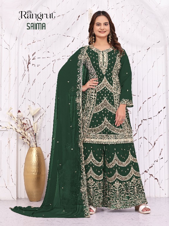 RANGRUT SAIMA WHOLESALE READYMADE BLOOMING GEORGETTE BIG SIZE HEAVY EMBROIDERY PLAZZO STYLE 3 PCS SUITS EXPORTER