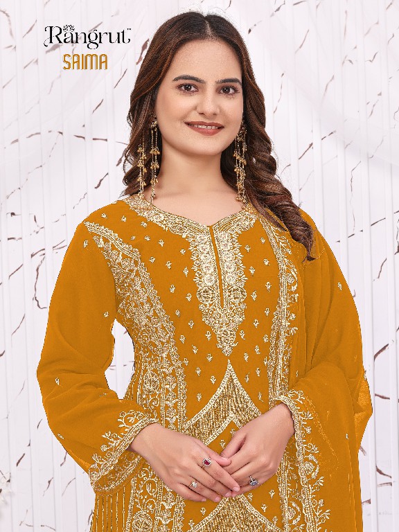 RANGRUT SAIMA WHOLESALE READYMADE BLOOMING GEORGETTE BIG SIZE HEAVY EMBROIDERY PLAZZO STYLE 3 PCS SUITS EXPORTER