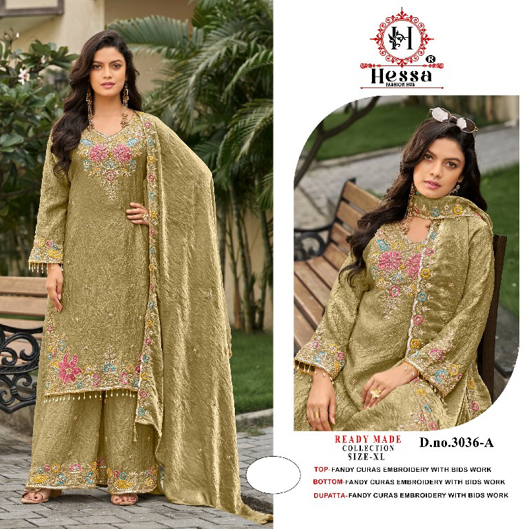 HESSA D.NO 3036 WHOLESALE READYMADE HEAVY FANDY CRUSH BEATS WORK 3 PCS SUITS SUPPLIER