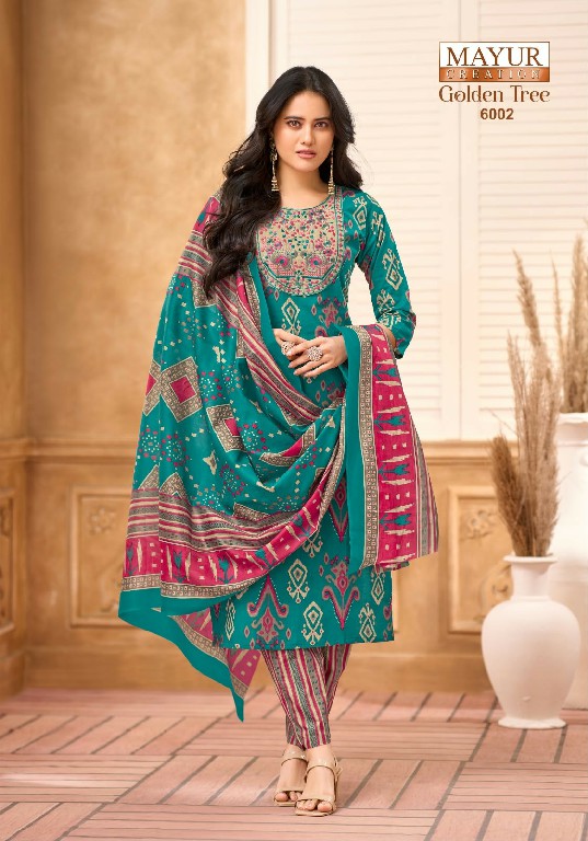MAYUR CREATION GOLDEN TREE VOL 6 WHOLESALE READYMADE PURE COTTON BIG SIZE BEAUTIFUL WORK 3 PCS SUITS FOR WOMEN ONLINE
