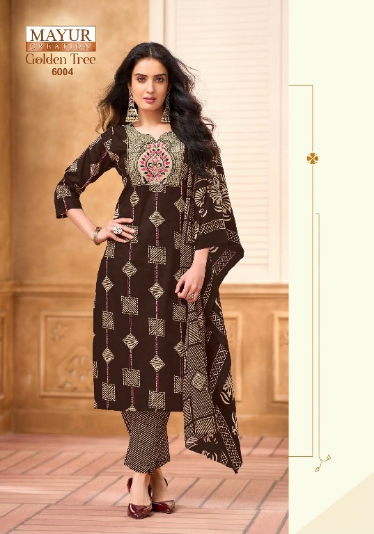 MAYUR CREATION GOLDEN TREE VOL 6 WHOLESALE READYMADE PURE COTTON BIG SIZE BEAUTIFUL WORK 3 PCS SUITS FOR WOMEN ONLINE