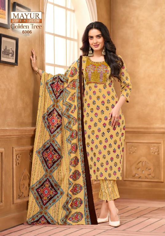MAYUR CREATION GOLDEN TREE VOL 6 WHOLESALE READYMADE PURE COTTON BIG SIZE BEAUTIFUL WORK 3 PCS SUITS FOR WOMEN ONLINE