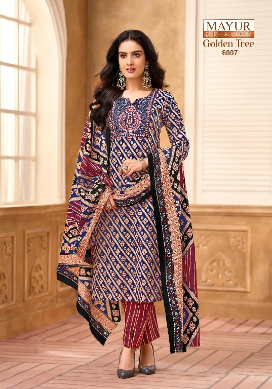 MAYUR CREATION GOLDEN TREE VOL 6 WHOLESALE READYMADE PURE COTTON BIG SIZE BEAUTIFUL WORK 3 PCS SUITS FOR WOMEN ONLINE