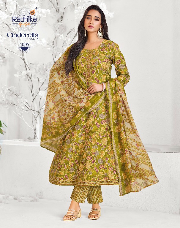 RADHIKA LIFESTYLE CINDRELLA VOL 4 WHOLESALE READYMADE COTTON WITH EMBROIDERY BIG SIZE ANARKALI STYLE 3 PCS SUITS FOR EXPORT