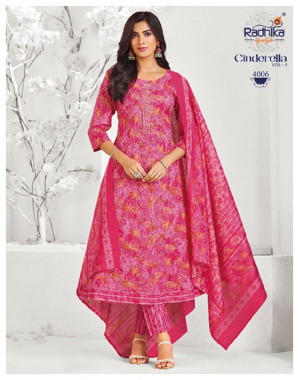 RADHIKA LIFESTYLE CINDRELLA VOL 4 WHOLESALE READYMADE COTTON WITH EMBROIDERY BIG SIZE ANARKALI STYLE 3 PCS SUITS FOR EXPORT