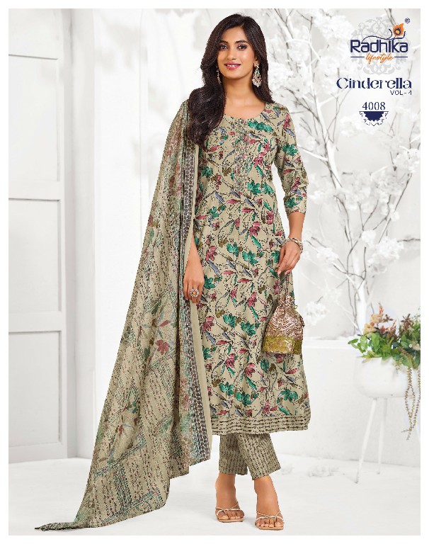 RADHIKA LIFESTYLE CINDRELLA VOL 4 WHOLESALE READYMADE COTTON WITH EMBROIDERY BIG SIZE ANARKALI STYLE 3 PCS SUITS FOR EXPORT