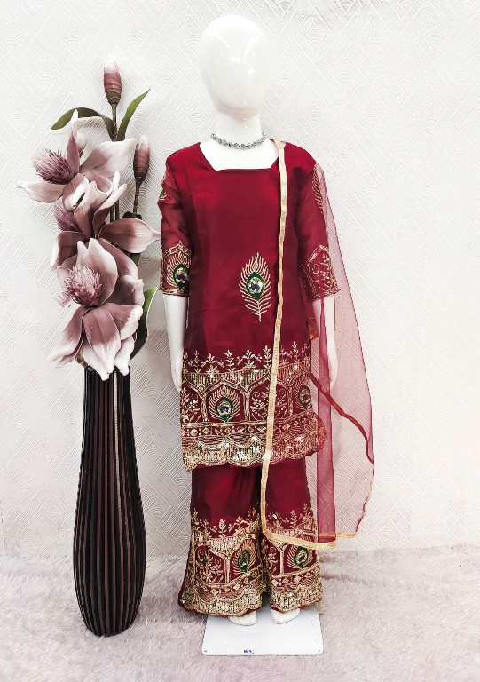 TEXTILEDEAL LAUNCH READYMADE HEAVY FENDY SILK FESTIVE WEAR SHARARA STYLE 3 PCS SUITS FOR KIDS ONLINE