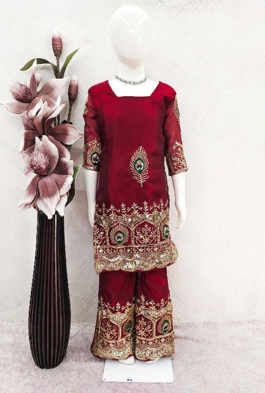 TEXTILEDEAL LAUNCH READYMADE HEAVY FENDY SILK FESTIVE WEAR SHARARA STYLE 3 PCS SUITS FOR KIDS ONLINE