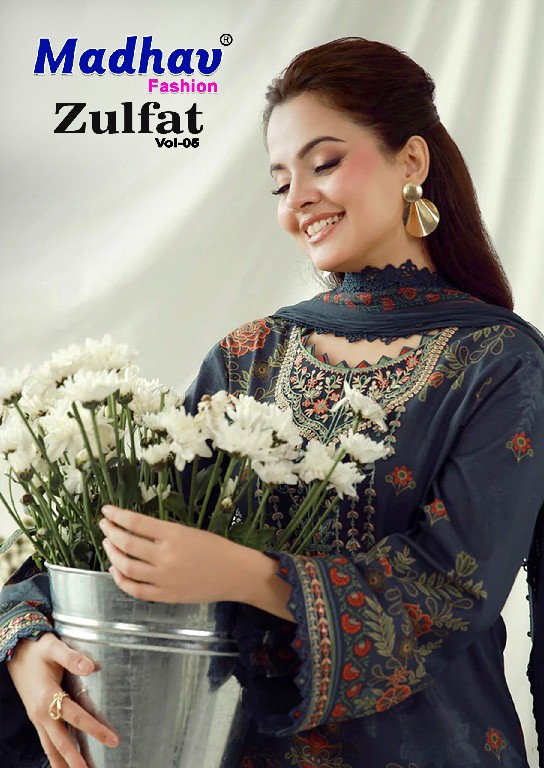 MADHAV FASHION ZULFAT VOL 5 WHOLESALE PURE LAWN COTTON PAKISTANI CASUAL WEAR DRESS MATERIAL ONLINE