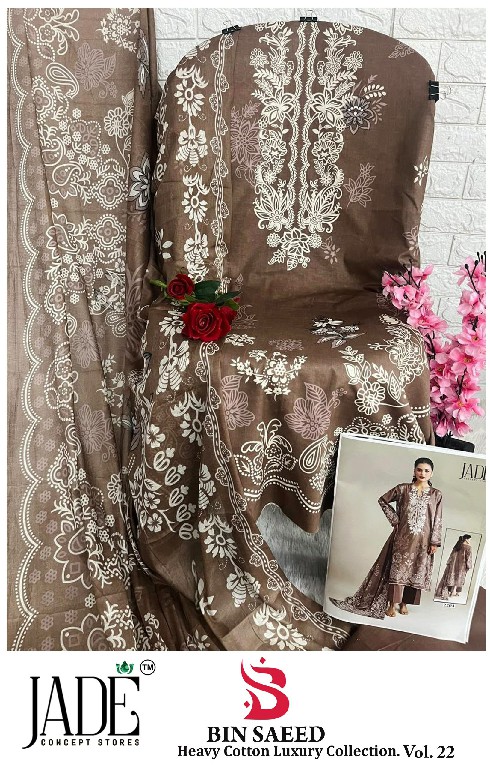 JADE BIN SAEED VOL 22 WHOLESALE COTTON PRINTED PAKISTANI DAILY WEAR DRESS MATERIAL EXPORTER