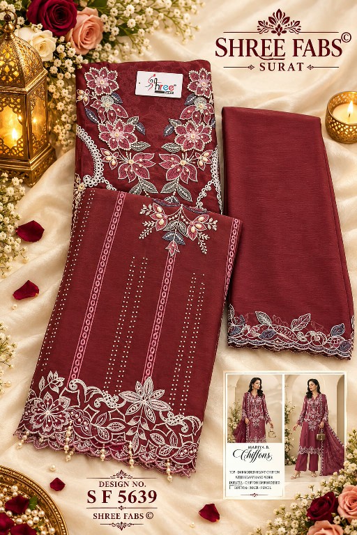 SHREE FABS D.NO 5639 WHOLESALE CHIFFON PAKISTANI POPULAR DESIGN UNSTITCH SALWAR SUITS EXPORTER
