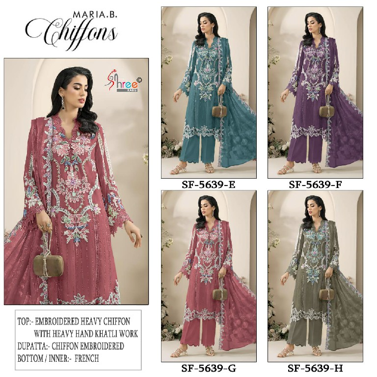 SHREE FABS D.NO 5639 WHOLESALE CHIFFON PAKISTANI POPULAR DESIGN UNSTITCH SALWAR SUITS EXPORTER