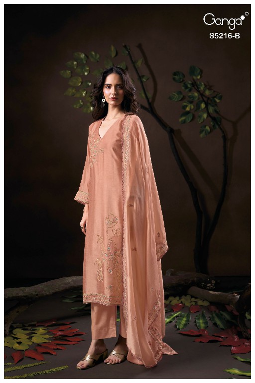 GANGA FAELIA S5216 WHOLESALE PURE BAMBERG GULMOHAR RAW SILK SOLID COLOR UNSTITCH SALWAR SUITS EXPORTER