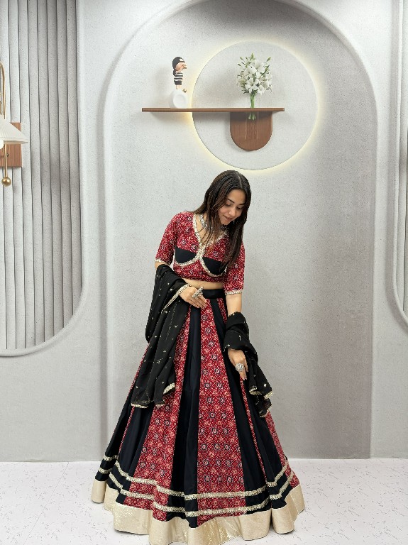 SHREE RAM CREATION D.NO 198 WHOLESALE READYMADE PURE COTTON AJRAKH PRINT NAVRATRI LEHENGA CHOLI FOR EXPORT