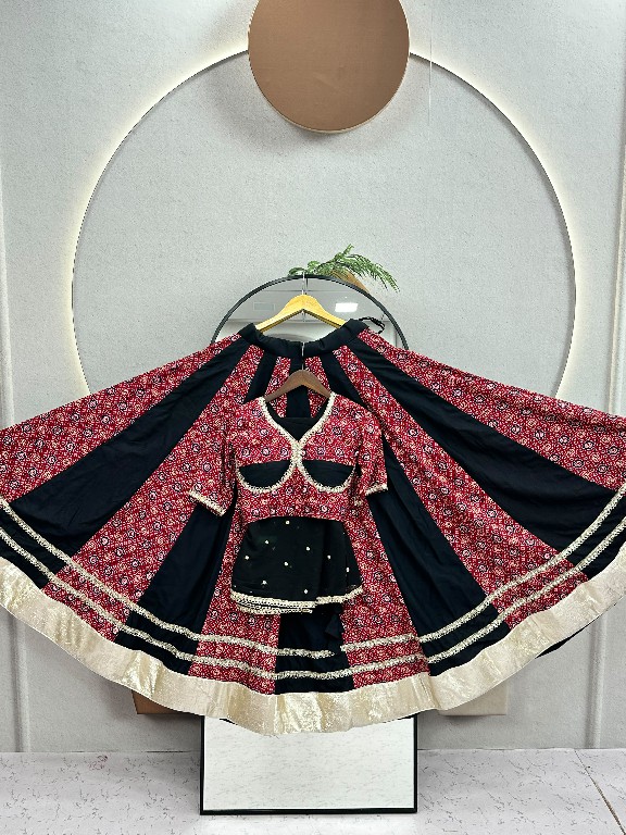 SHREE RAM CREATION D.NO 198 WHOLESALE READYMADE PURE COTTON AJRAKH PRINT NAVRATRI LEHENGA CHOLI FOR EXPORT