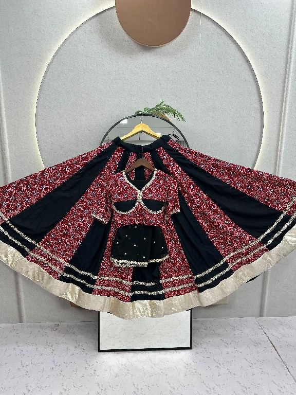 SHREE RAM CREATION D.NO 198 WHOLESALE READYMADE PURE COTTON AJRAKH PRINT NAVRATRI LEHENGA CHOLI FOR EXPORT