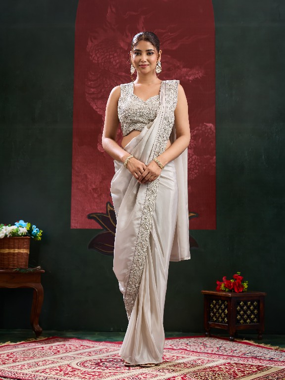 AMOHA D.NO A536 WHOLESALE CHINON READY TO WEAR DESIGNER SAREES FOR WOMEN ONLINE