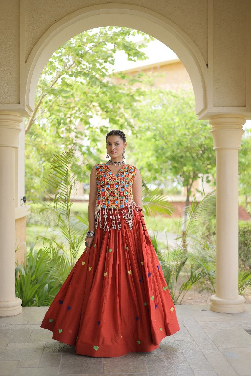TEXTILEDEAL D.NO LW-7181 WHOLESALE READYMADE CORA COTTON ATTRACTIVE NAVRATRI STYLE LEHENGA CHOLI FOR EXPORT