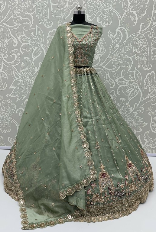 ANJANI ART BRIDAL LEHENGA D.NO 3092 WHOLESALE CHANDNIA SILK INDIAN WEDDING WEAR LEHENGA CHOLI FOR BRIDES EXPORTER