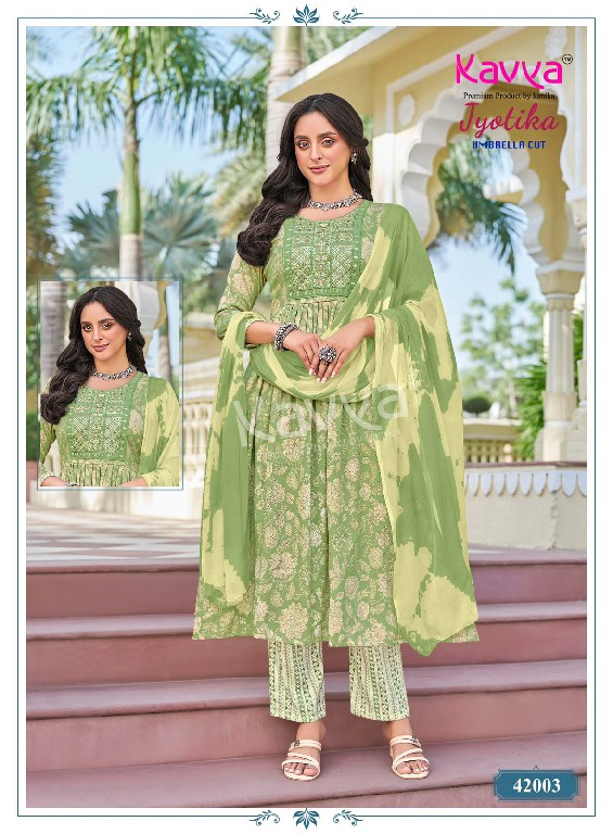 KAVYA JYOTIKA VOL 42 WHOLESALE READYMADE CAPSULE UMBRELLA CUT 3 PCS SUITS EXPORTER