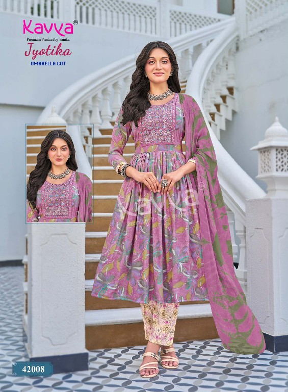 KAVYA JYOTIKA VOL 42 WHOLESALE READYMADE CAPSULE UMBRELLA CUT 3 PCS SUITS EXPORTER