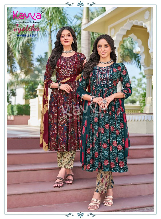 KAVYA JYOTIKA VOL 42 WHOLESALE READYMADE CAPSULE UMBRELLA CUT 3 PCS SUITS EXPORTER