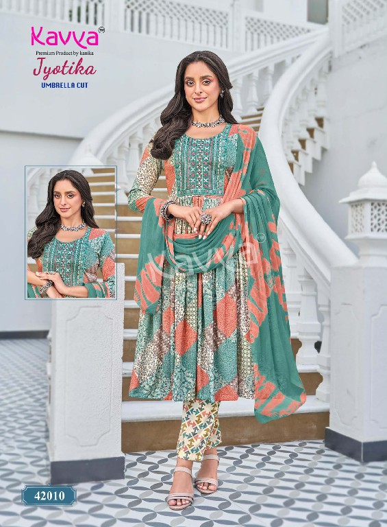 KAVYA JYOTIKA VOL 42 WHOLESALE READYMADE CAPSULE UMBRELLA CUT 3 PCS SUITS EXPORTER