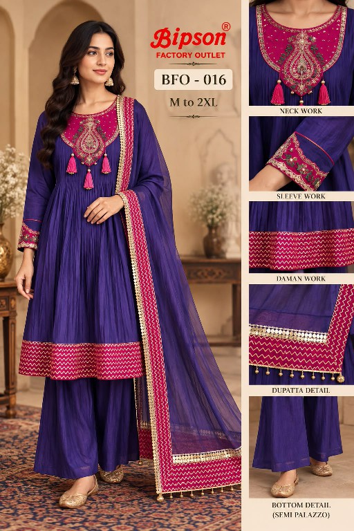 BIPSON D.NO 16 WHOLESALE READYMADE VISCOSE MUL CHANDERI ELEGANCE 3 PCS COMBO SET SUITS SUPPLIER