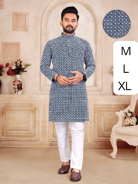 VENMER LAUNCH READYMADE COTTON CHIKANKARI WORK KURTA PYJAMA FOR MEN ONLINE