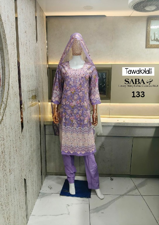 TAWAKKAL SABA VOL 4 WHOLESALE READYMADE PURE COTTON PRINTED PAKISTANI CASUAL WEAR 3 PCS SUITS SUPPLIER