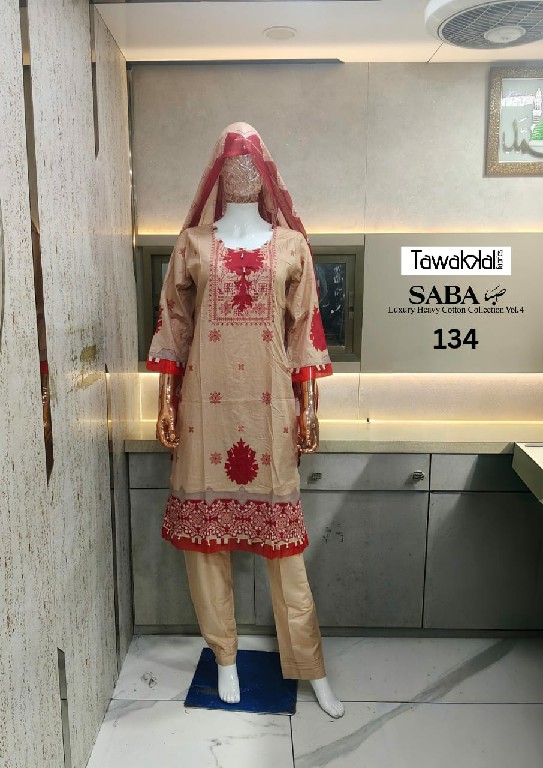 TAWAKKAL SABA VOL 4 WHOLESALE READYMADE PURE COTTON PRINTED PAKISTANI CASUAL WEAR 3 PCS SUITS SUPPLIER