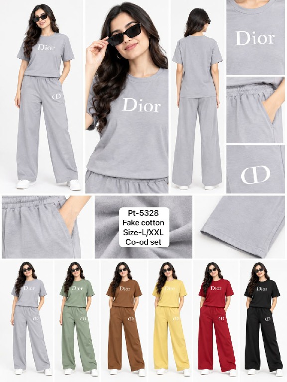 TEXTILEDEAL D.NO PT-5328 WHOLESALE READYMADE FAKE COTTON STYLISH CORD SET FOR EXPORT