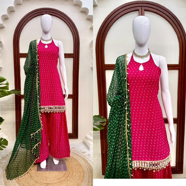 TEXTILEDEAL D.NO KD 1648 WHOLESALE READYMADE FAUX GEORGETTE DESIGNER TOP FARSHI SALWAR WITH DUPATTA SUPPLIER