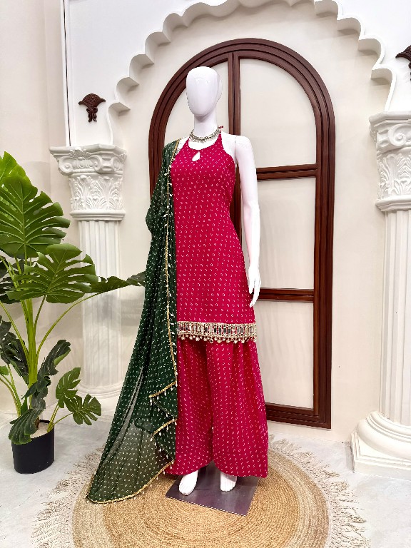 TEXTILEDEAL D.NO KD 1648 WHOLESALE READYMADE FAUX GEORGETTE DESIGNER TOP FARSHI SALWAR WITH DUPATTA SUPPLIER