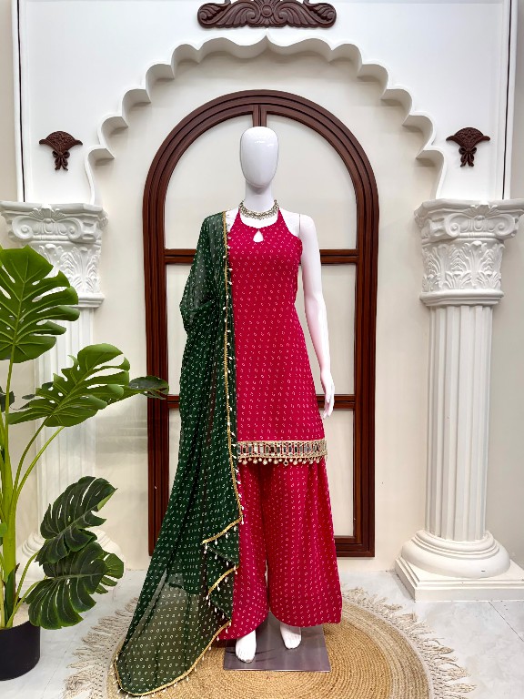 TEXTILEDEAL D.NO KD 1648 WHOLESALE READYMADE FAUX GEORGETTE DESIGNER TOP FARSHI SALWAR WITH DUPATTA SUPPLIER