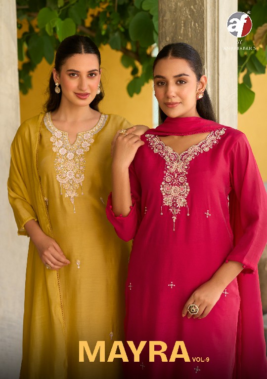 ANJU FAB MAYRA VOL 9 WHOLESALE READYMADE PURE MUL CHANDERI ETHNIC WEAR 3 PCS SUITS EXPORTER