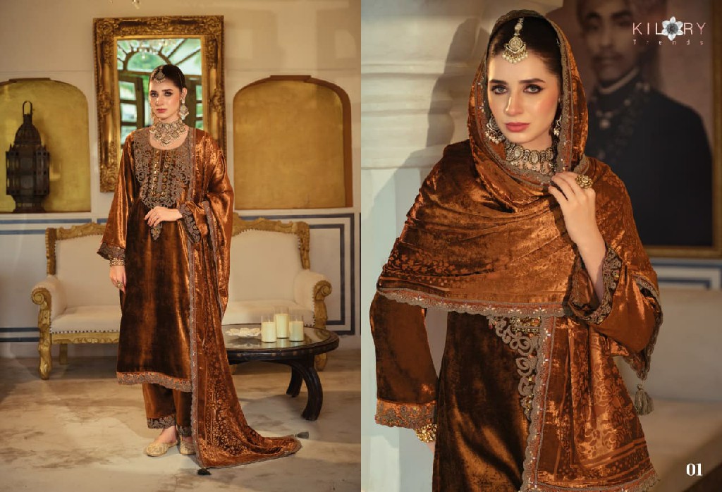 KILORY TRENDS LEGACY WHOLESALE PURE VELVET WINTER SPECIAL UNSTITCH SALWAR SUITS ONLINE