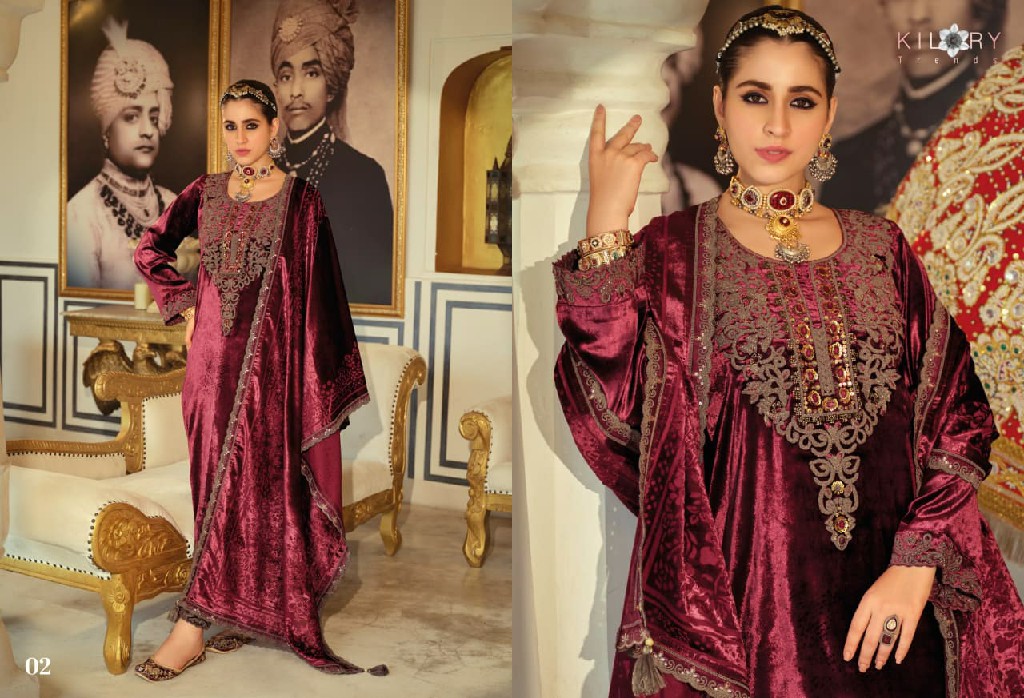 KILORY TRENDS LEGACY WHOLESALE PURE VELVET WINTER SPECIAL UNSTITCH SALWAR SUITS ONLINE