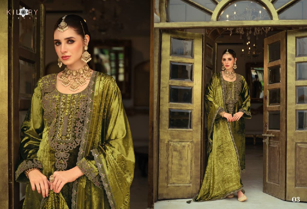 KILORY TRENDS LEGACY WHOLESALE PURE VELVET WINTER SPECIAL UNSTITCH SALWAR SUITS ONLINE