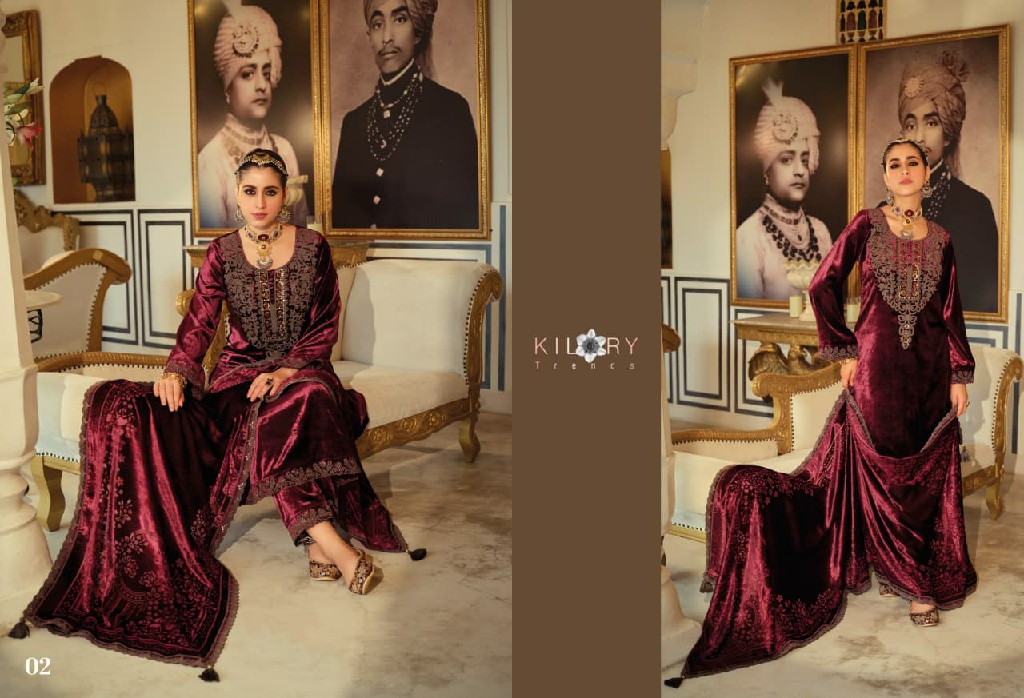 KILORY TRENDS LEGACY WHOLESALE PURE VELVET WINTER SPECIAL UNSTITCH SALWAR SUITS ONLINE