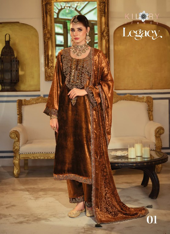 KILORY TRENDS LEGACY WHOLESALE PURE VELVET WINTER SPECIAL UNSTITCH SALWAR SUITS ONLINE