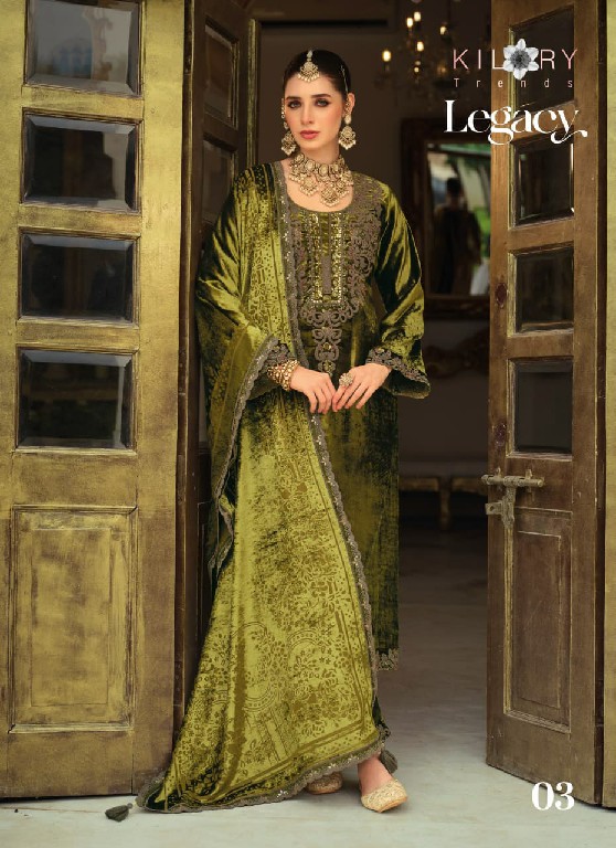 KILORY TRENDS LEGACY WHOLESALE PURE VELVET WINTER SPECIAL UNSTITCH SALWAR SUITS ONLINE