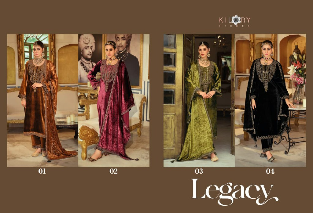KILORY TRENDS LEGACY WHOLESALE PURE VELVET WINTER SPECIAL UNSTITCH SALWAR SUITS ONLINE