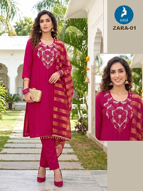 KAYA ZARA WHOLESALE READYMADE MULL CHANDERI BIG SIZE TRENDING 3 PCS COMBO SET SUITS EXPORTER