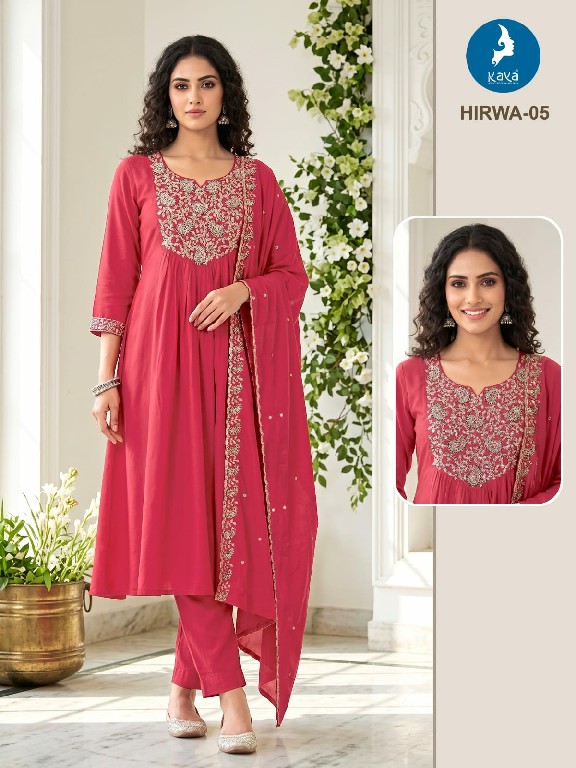 KAYA HIRWA WHOLESALE READYMADE MULL CHANDERI BIG SIZE ELEGANT 3 PCS COMBO SET SUITS SUPPLIER