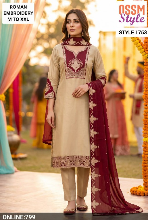 OSSM STYLE D.NO 1561-1562-1642-1643-1665-1666-1667-1676 TO 1680-1682-1683-1689-1690-1698-1699-1752 TO 1755 WHOLESALE READYMADE STYLISH LOOK 3 PCS COMBO SET SUITS EXPORTER