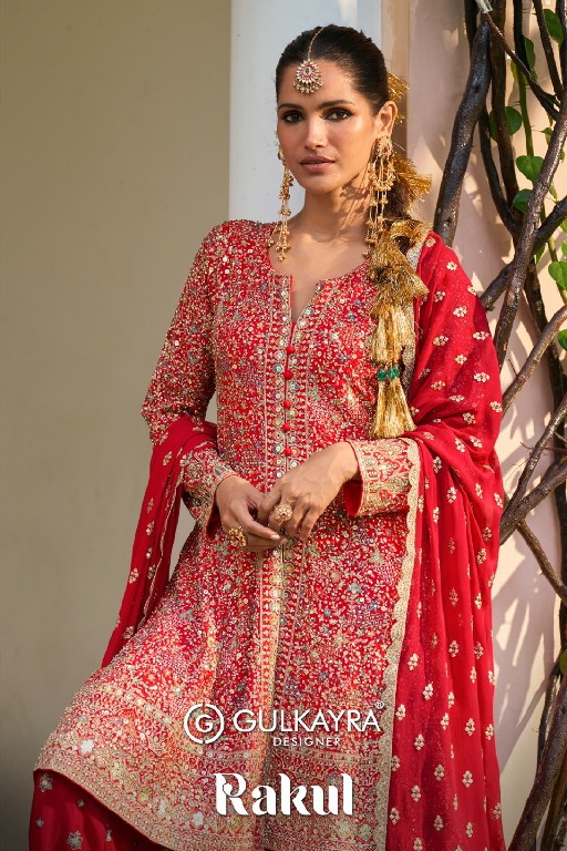 GULKAYRA DESIGNER RAKUL WHOLESALE READYMADE REAL GEORGETTE DESIGNER WEAR 3 PCS SUITS EXPORTER
